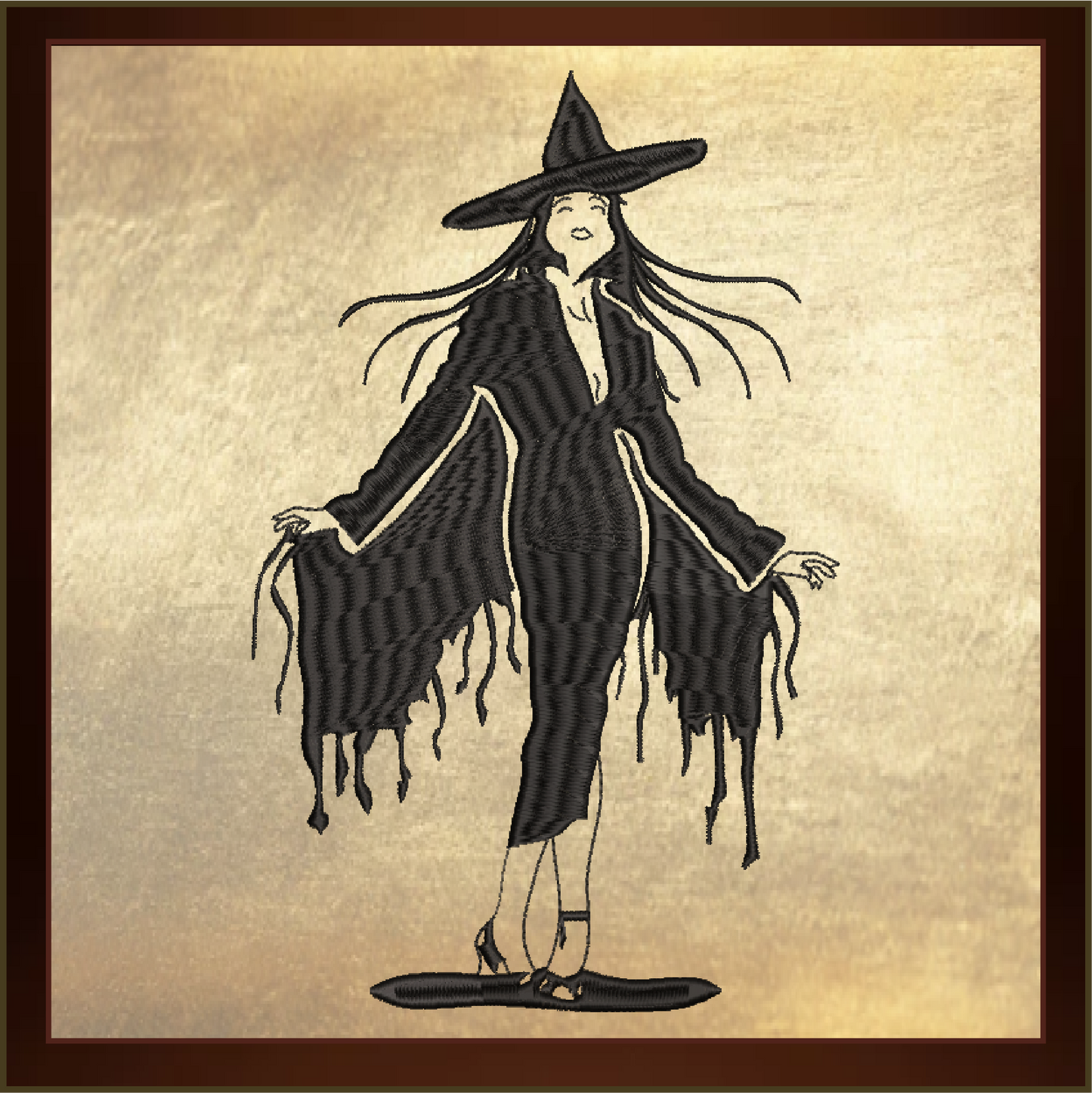 Sexy Witch Machine Embroidery Design | Halloween Witch Silhouette | Salem MA Inspired Embroidery | 10 Sizes (0639)