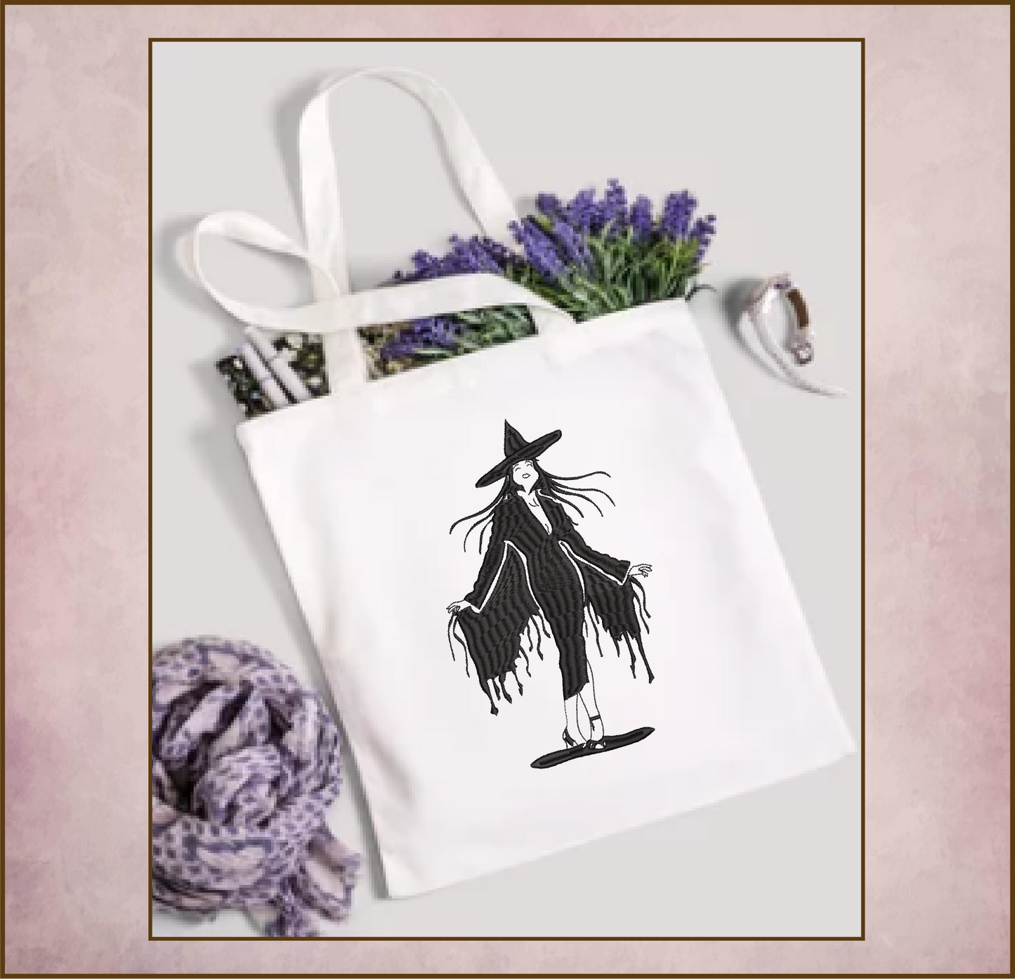Sexy Witch Machine Embroidery Design | Halloween Witch Silhouette | Salem MA Inspired Embroidery | 10 Sizes (0639)