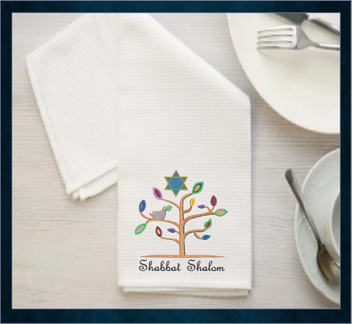Shabbat Shalom Tree Machine Embroidery Design | Tree of Life with Dove & Star of David | Jewish Holiday Embroidery Design | 8 Sizes (0917)
