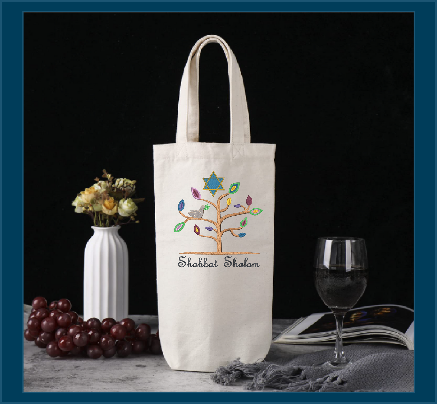 Shabbat Shalom Tree Machine Embroidery Design | Tree of Life with Dove & Star of David | Jewish Holiday Embroidery Design | 8 Sizes (0917)