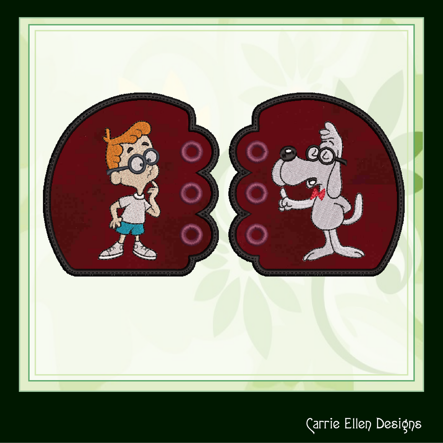 Mr. Peabody and Sherman ITH Shoe Wing Machine Embroidery Design – Cartoon Wings for Shoes and Boots – 4x4 & 5x7 Hoop (2108)