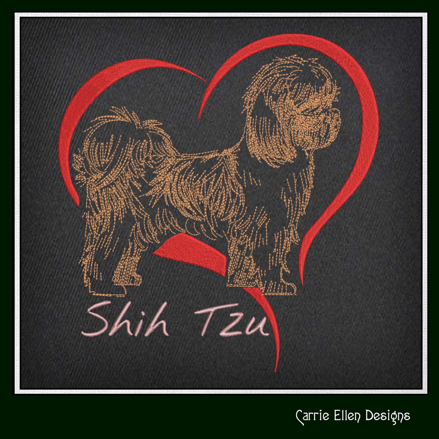 I Love My Shih Tzu Machine Embroidery Design – Pet Dog Lover Design – 6 Sizes (1562)