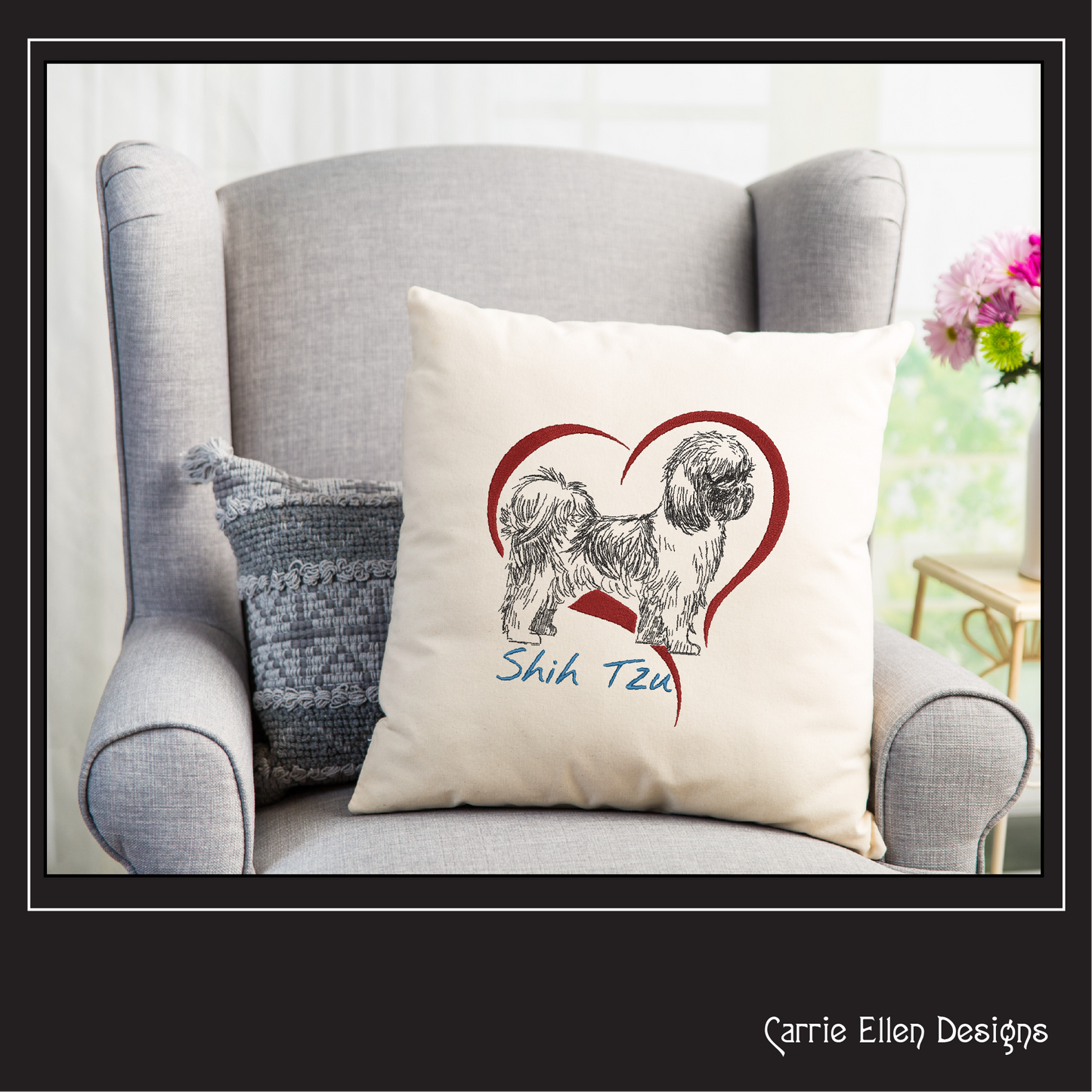 I Love My Shih Tzu Machine Embroidery Design – Pet Dog Lover Design – 6 Sizes (1562)