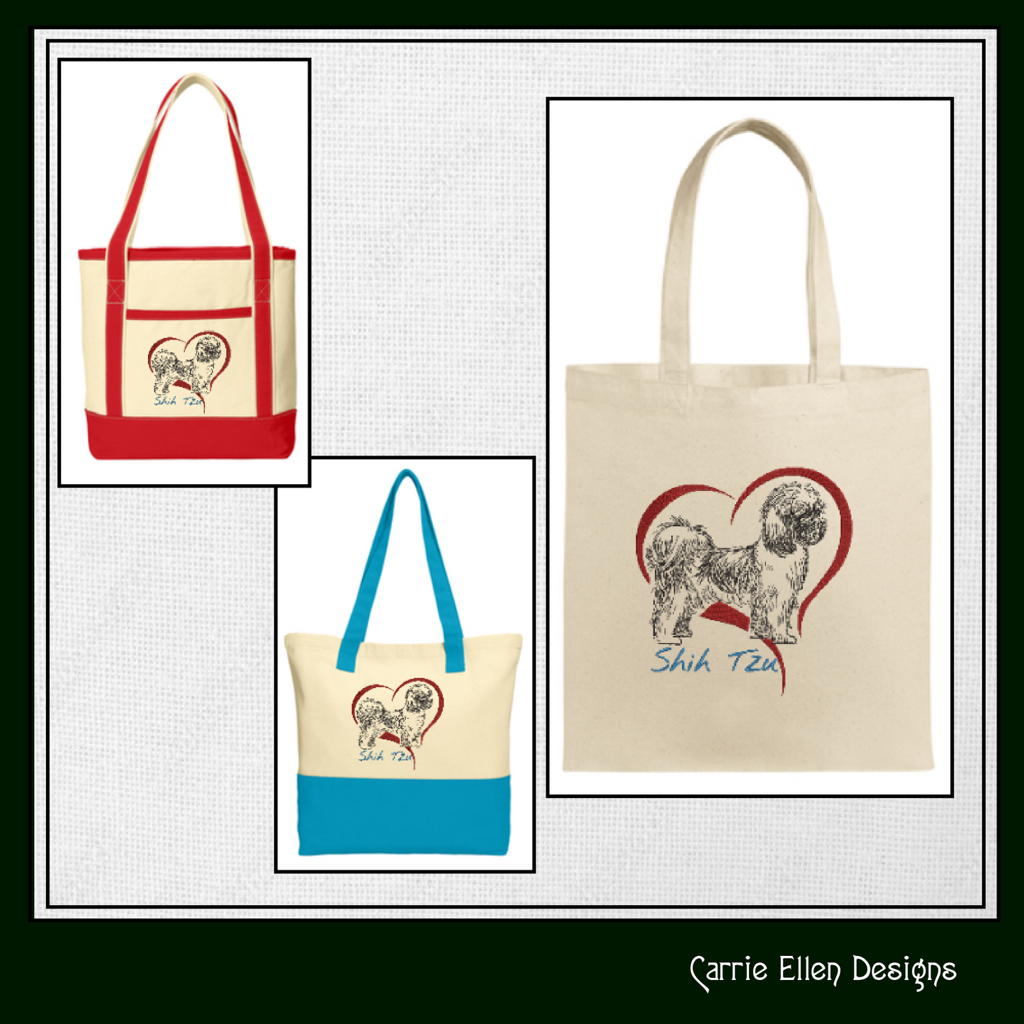 I Love My Shih Tzu Machine Embroidery Design – Pet Dog Lover Design – 6 Sizes (1562)