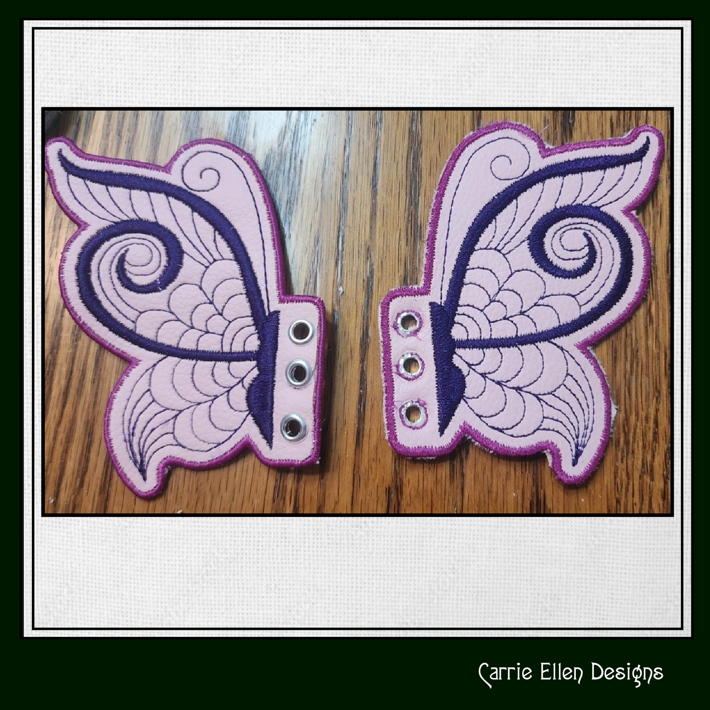 Butterfly ITH Shoe Wing Charms – In The Hoop Embroidery Design for Shoes and Boots – 4x4 & 5x7 Hoop Sizes (1257)