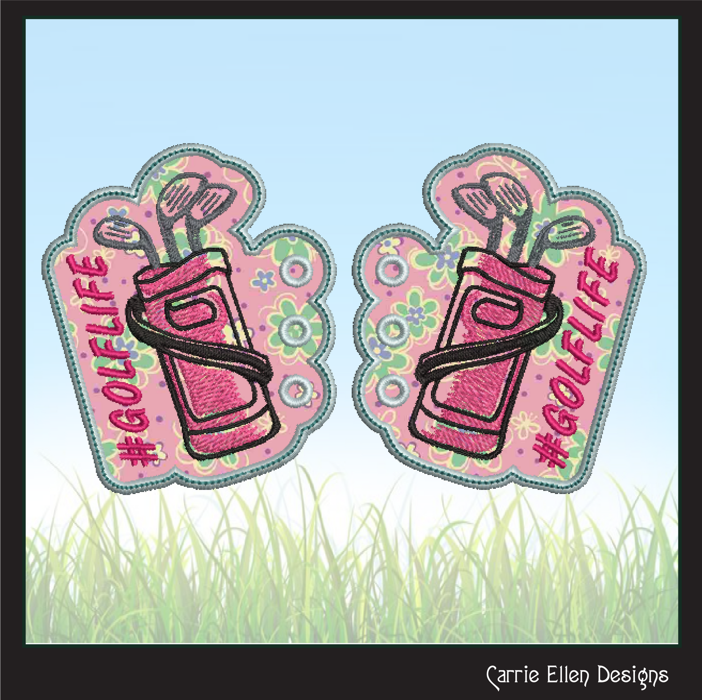 Golf Bag Shoe Wing Machine Embroidery Design | In The Hoop Golf Life Shoelace Wings for Shoes and Boots (1743)