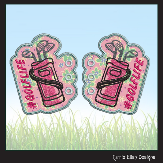 Golf Bag Shoe Wing Machine Embroidery Design | In The Hoop Golf Life Shoelace Wings for Shoes and Boots (1743)