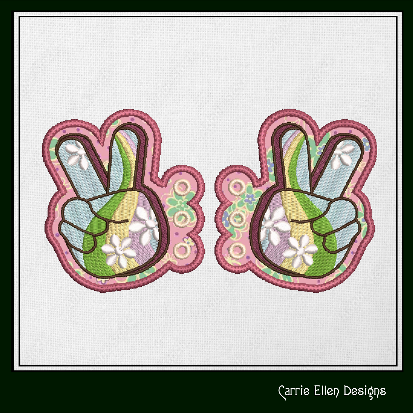 Peace Sign ITH Shoe Wings – Boho Hipster Wing Charms for Shoes and Boots – In The Hoop Embroidery Design (4x4 & 5x7 Hoop) (1263)