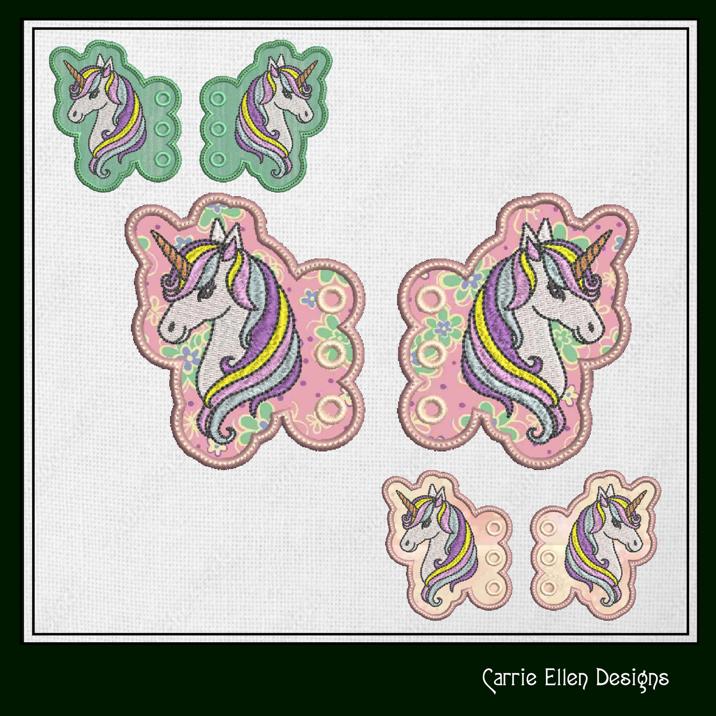 Unicorn Shoe Wing Machine Embroidery Design – Magical Unicorn Wing Charms for Shoes and Boots – In The Hoop Design (4x4 & 5x7 Hoop) (1387)