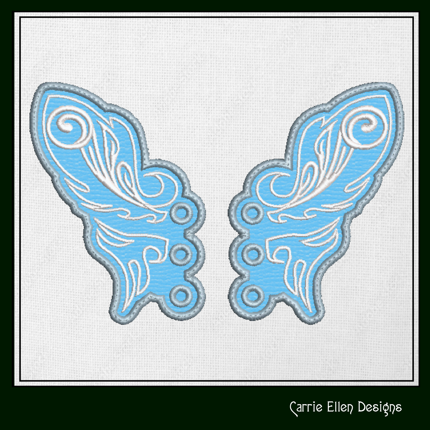 Fairy Wing Butterfly ITH Shoe Wing Charms – In The Hoop Embroidery Design for Shoes and Boots – 4x4 & 5x7 Hoop Sizes (1259)