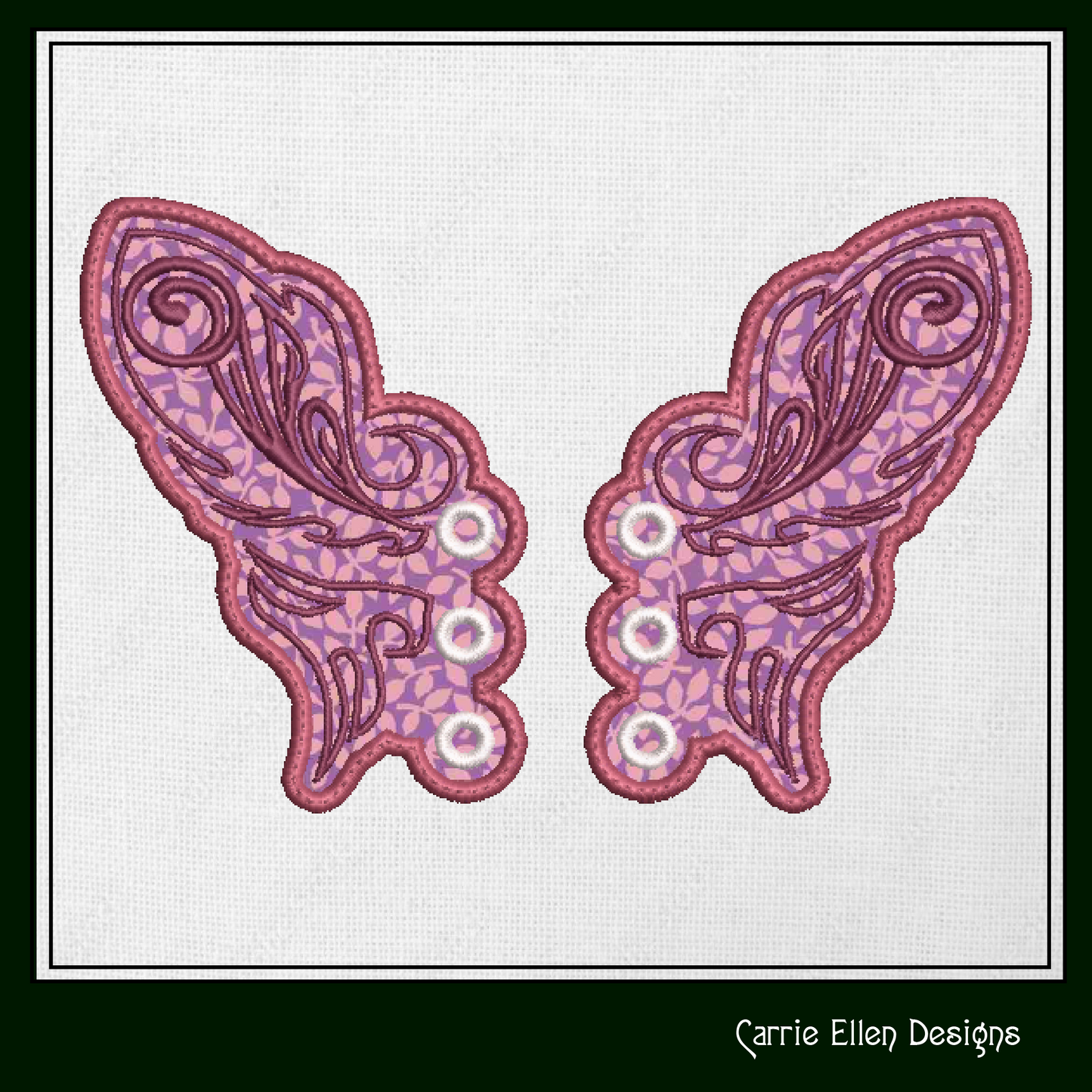 Fairy Wing Butterfly ITH Shoe Wing Charms – In The Hoop Embroidery Design for Shoes and Boots – 4x4 & 5x7 Hoop Sizes (1259)