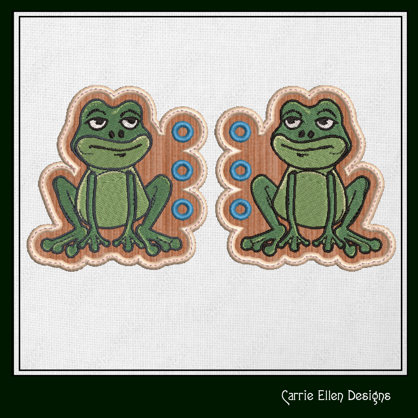 Frog ITH Shoe Wing Charms – Sitting Frog Wings for Shoes and Boots – In The Hoop Machine Embroidery Design (4x4 & 5x7 Hoop) (1277)