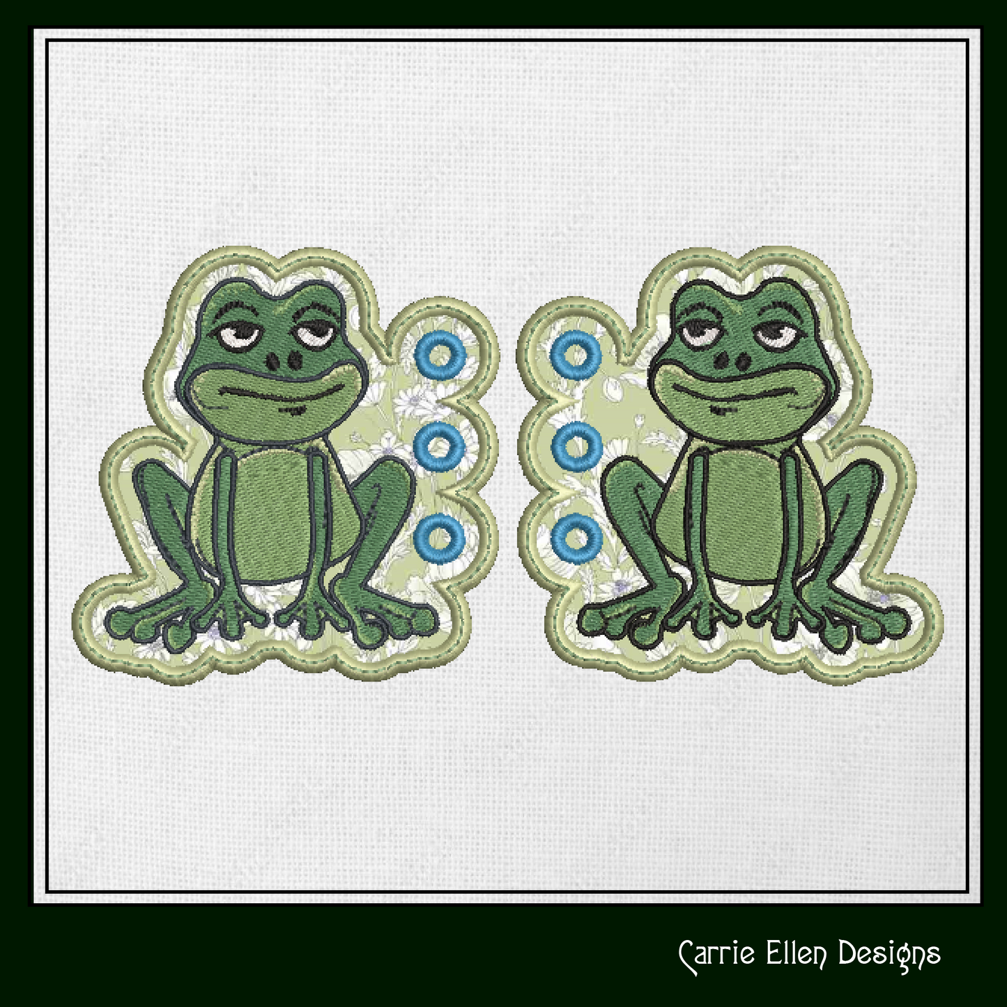 Frog ITH Shoe Wing Charms – Sitting Frog Wings for Shoes and Boots – In The Hoop Machine Embroidery Design (4x4 & 5x7 Hoop) (1277)