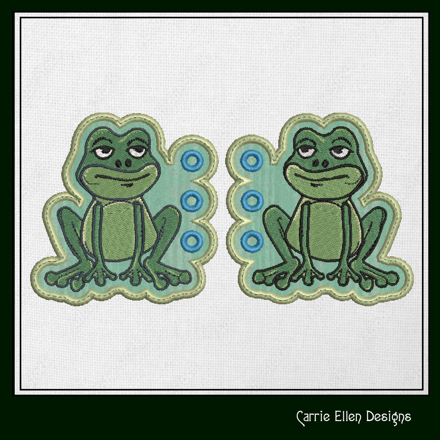 Frog ITH Shoe Wing Charms – Sitting Frog Wings for Shoes and Boots – In The Hoop Machine Embroidery Design (4x4 & 5x7 Hoop) (1277)