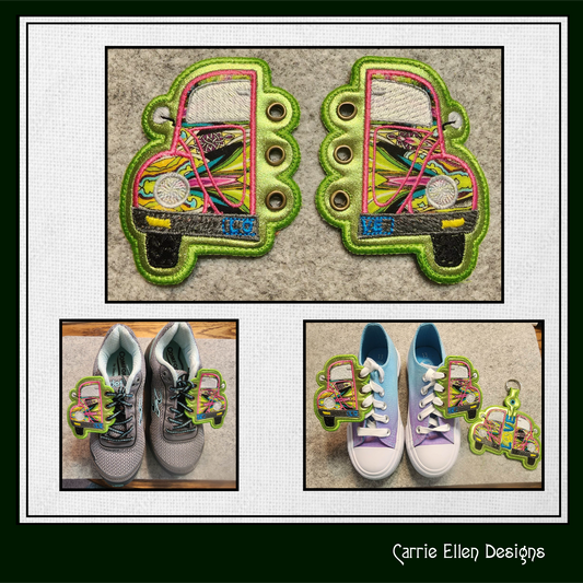 Love Bug ITH Shoe Wings – Retro Bug Hippie Wing Charms for Shoes and Boots – In The Hoop Machine Embroidery Design, 4x4 and 5x7 Hoop (1299)