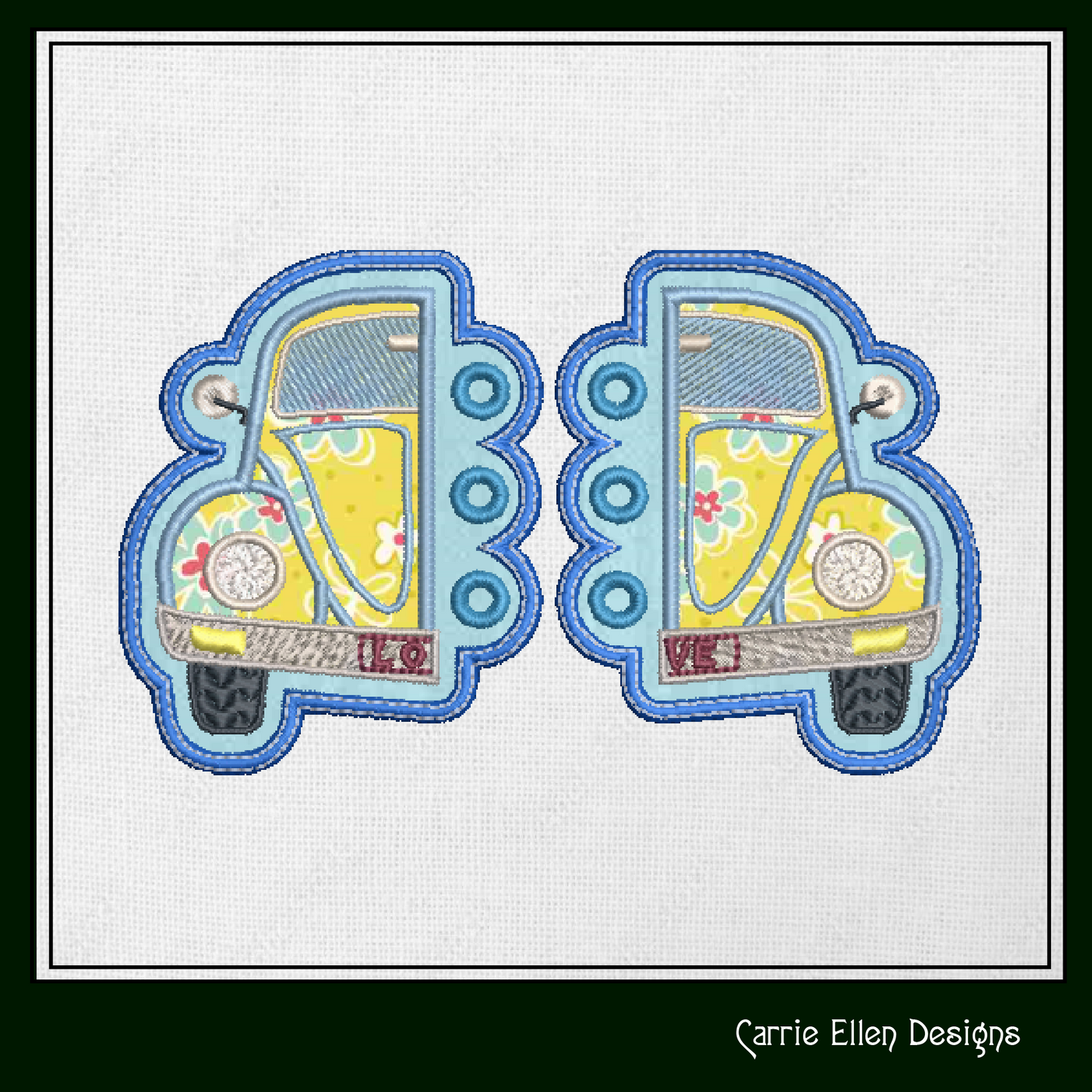Love Bug ITH Shoe Wings – Retro Bug Hippie Wing Charms for Shoes and Boots – In The Hoop Machine Embroidery Design, 4x4 and 5x7 Hoop (1299)