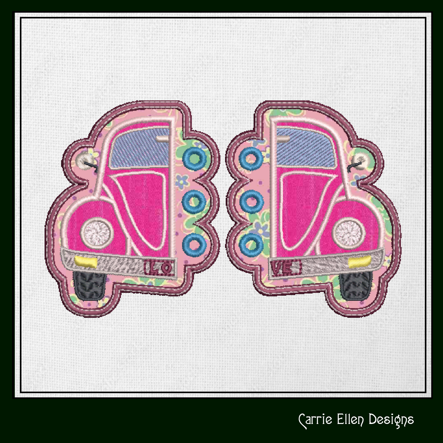 Love Bug ITH Shoe Wings – Retro Bug Hippie Wing Charms for Shoes and Boots – In The Hoop Machine Embroidery Design, 4x4 and 5x7 Hoop (1299)