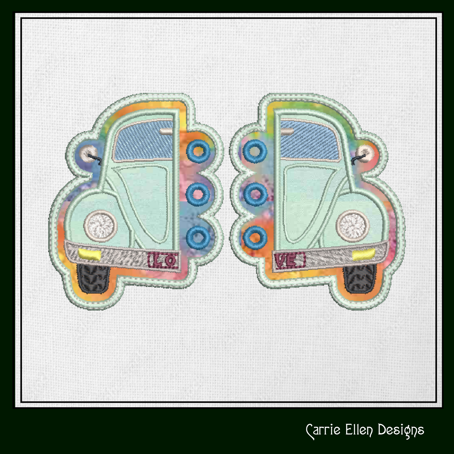 Love Bug ITH Shoe Wings – Retro Bug Hippie Wing Charms for Shoes and Boots – In The Hoop Machine Embroidery Design, 4x4 and 5x7 Hoop (1299)
