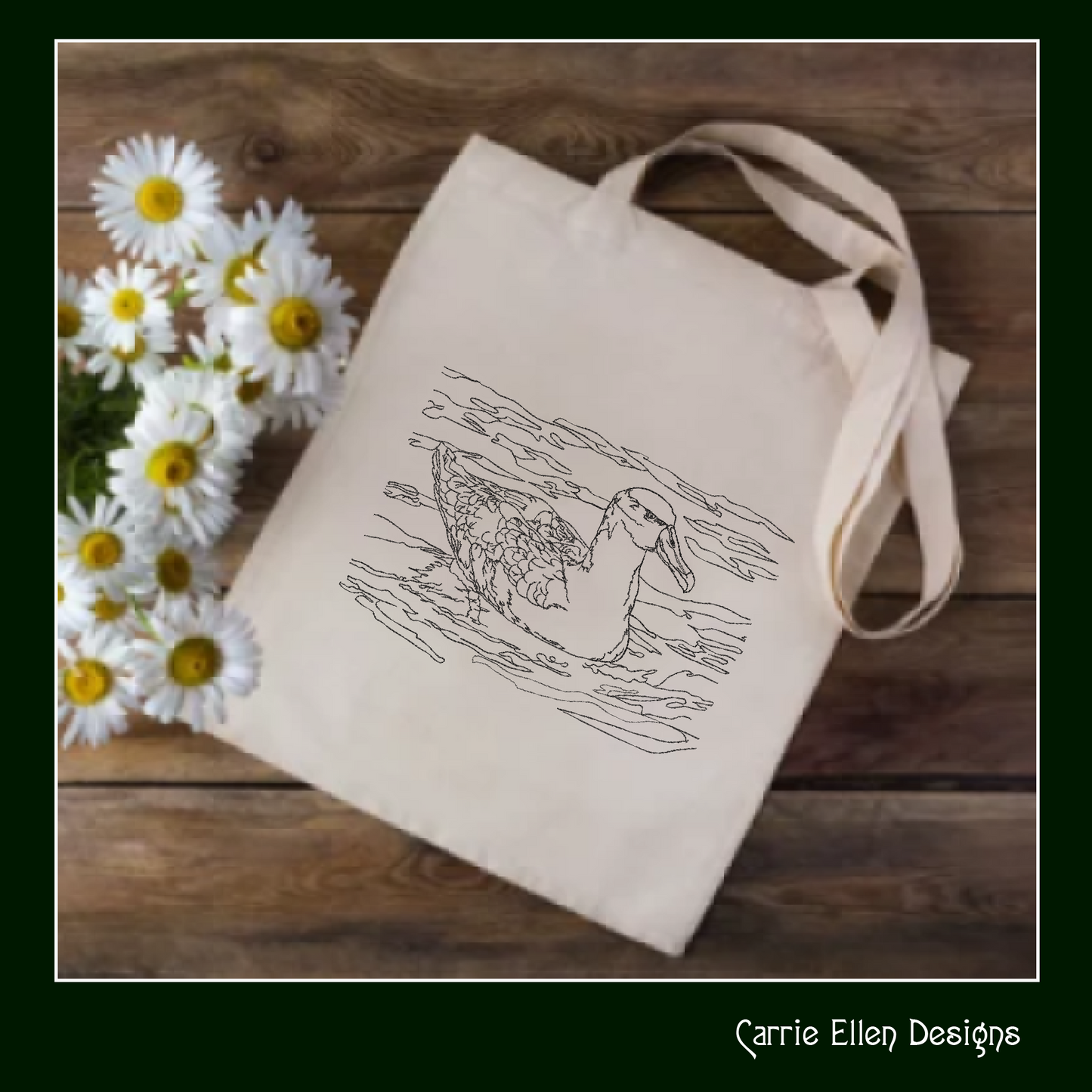 Shy Albatross Sketch Machine Embroidery Design – Bird Drawing, Duck in Water, 6 Sizes (1708)