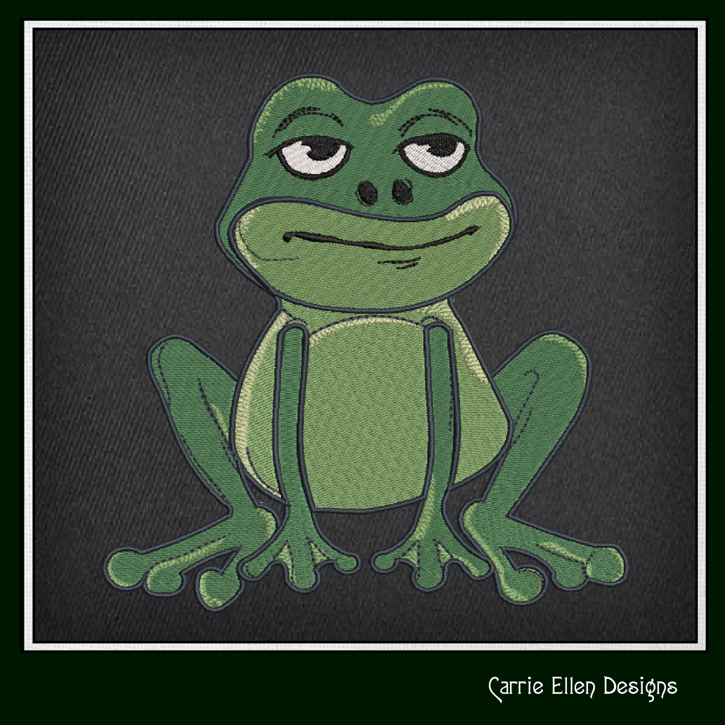 Sitting Frog Machine Embroidery Design – Cute Cartoon Frog Pattern – 6 Sizes (1584)