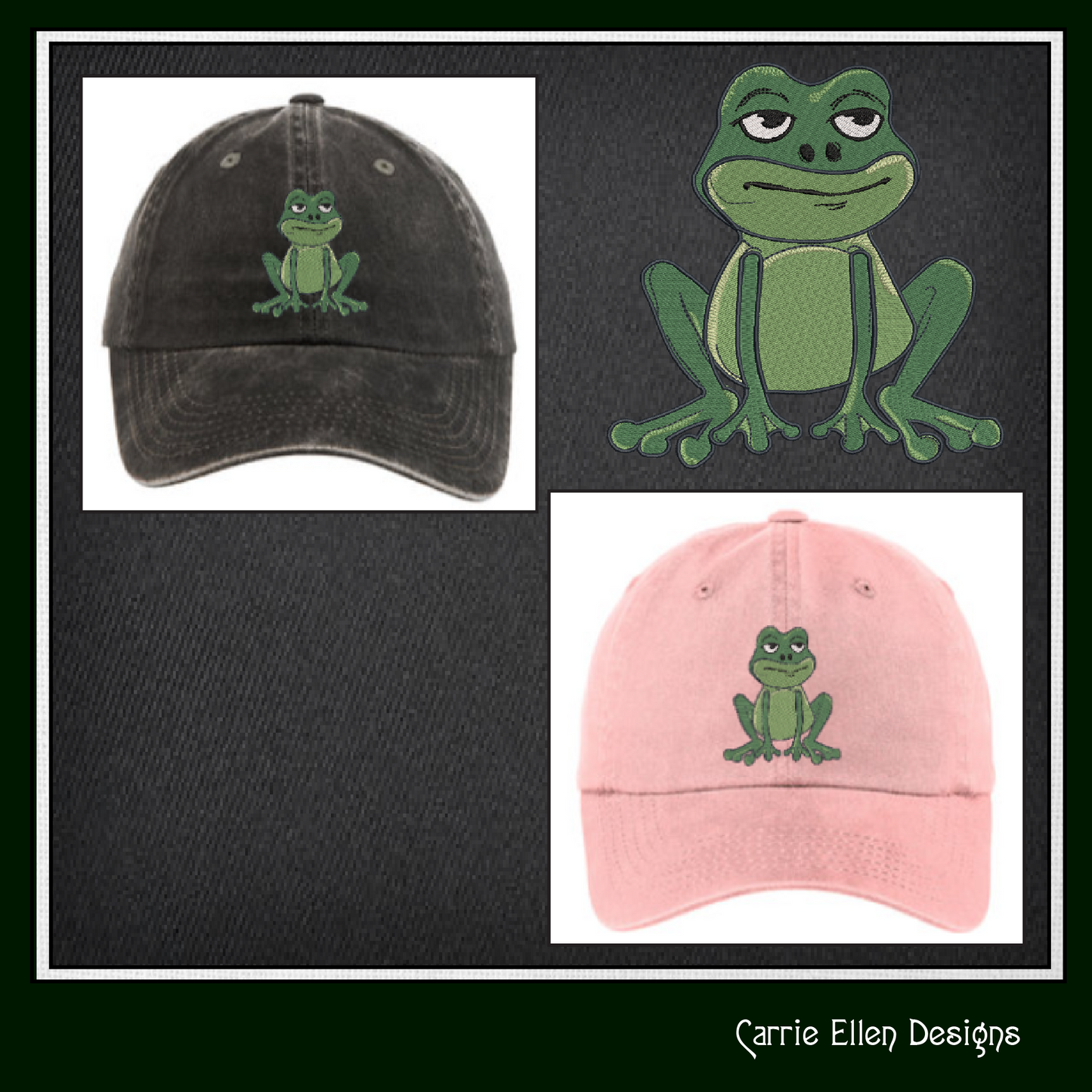 Sitting Frog Machine Embroidery Design – Cute Cartoon Frog Pattern – 6 Sizes (1584)
