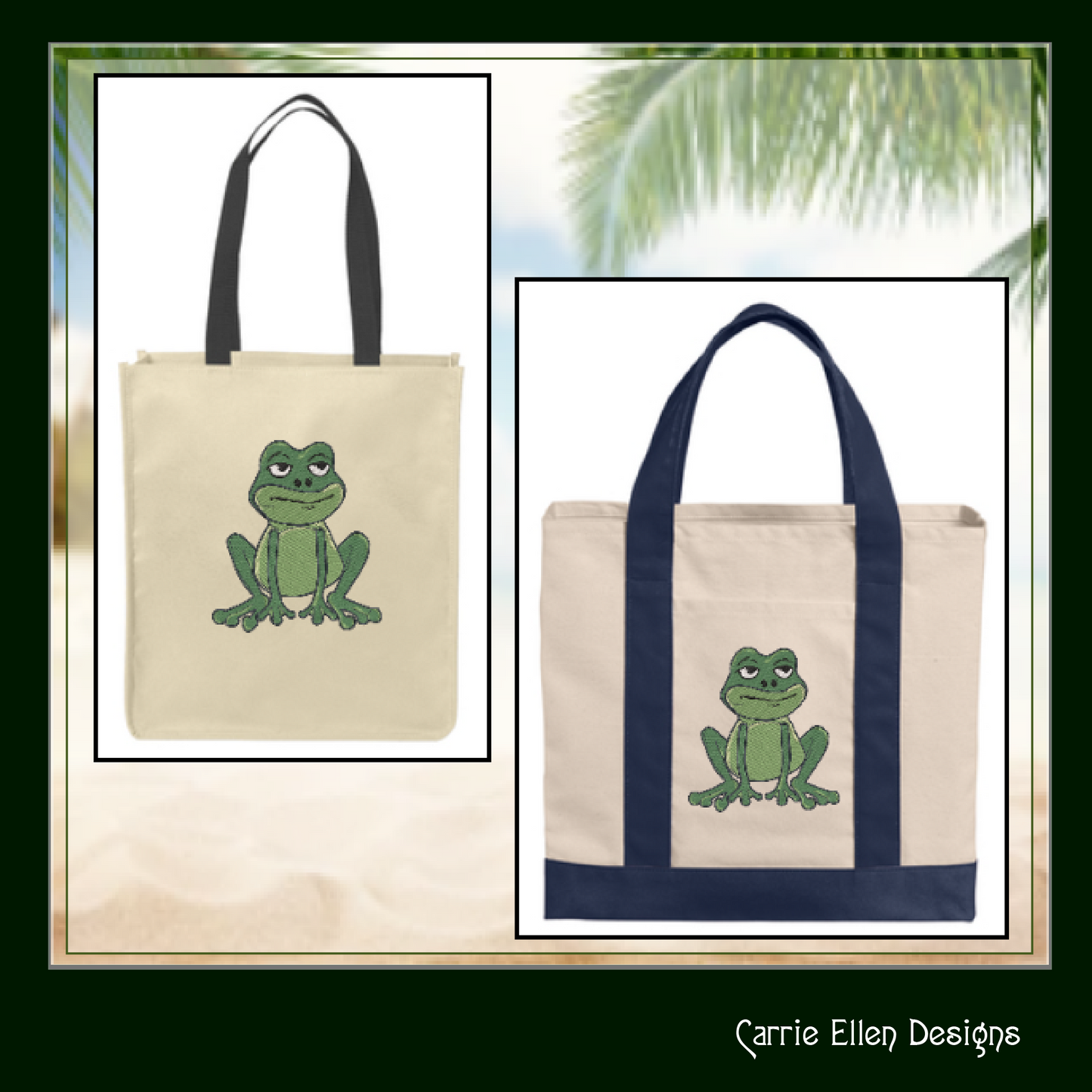 Sitting Frog Machine Embroidery Design – Cute Cartoon Frog Pattern – 6 Sizes (1584)