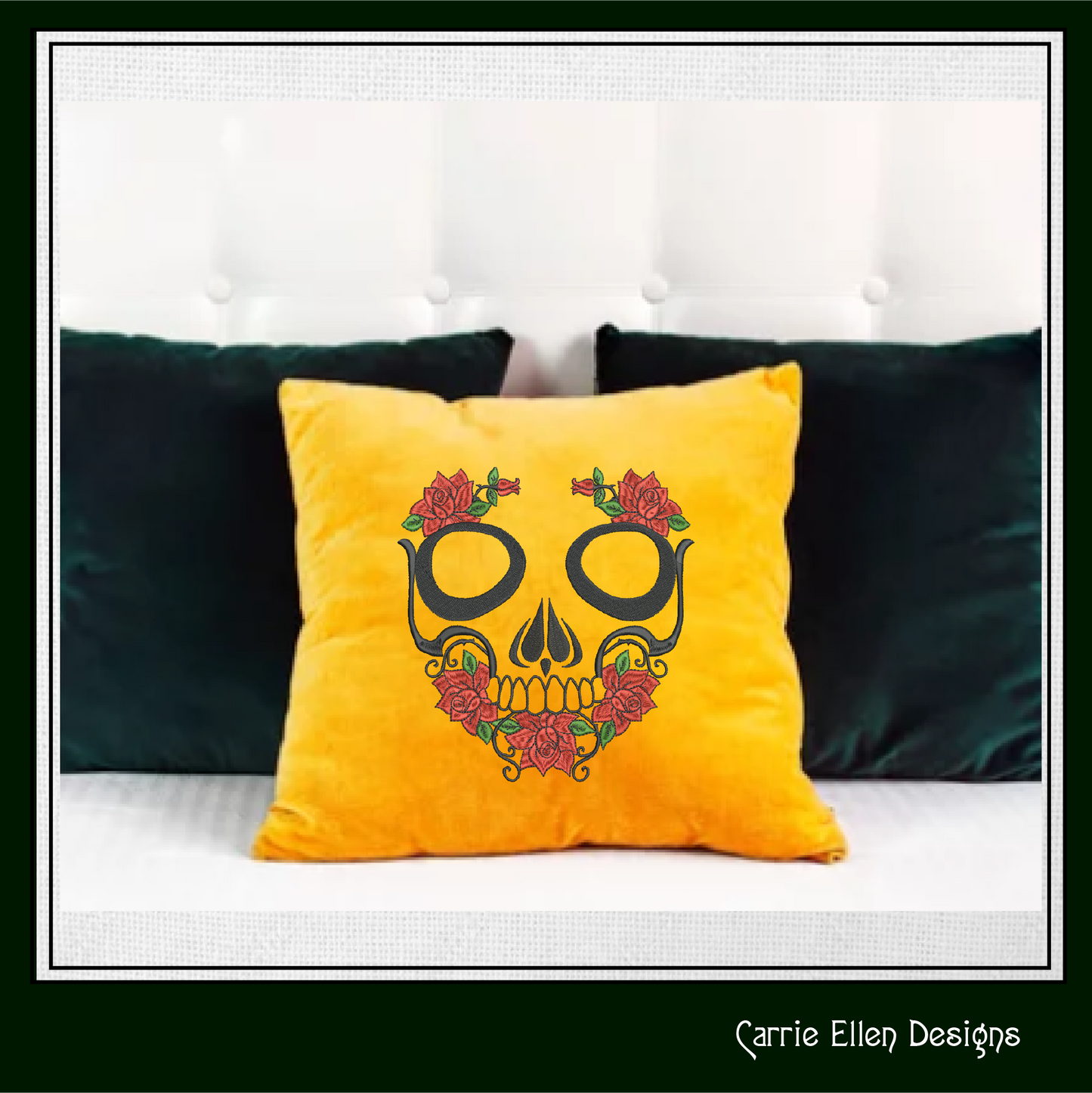 Skull with Roses Machine Embroidery Design | Sugar Skull Day of the Dead Pattern | Dia de Los Muertos Embroidery | 6 Sizes (1041)