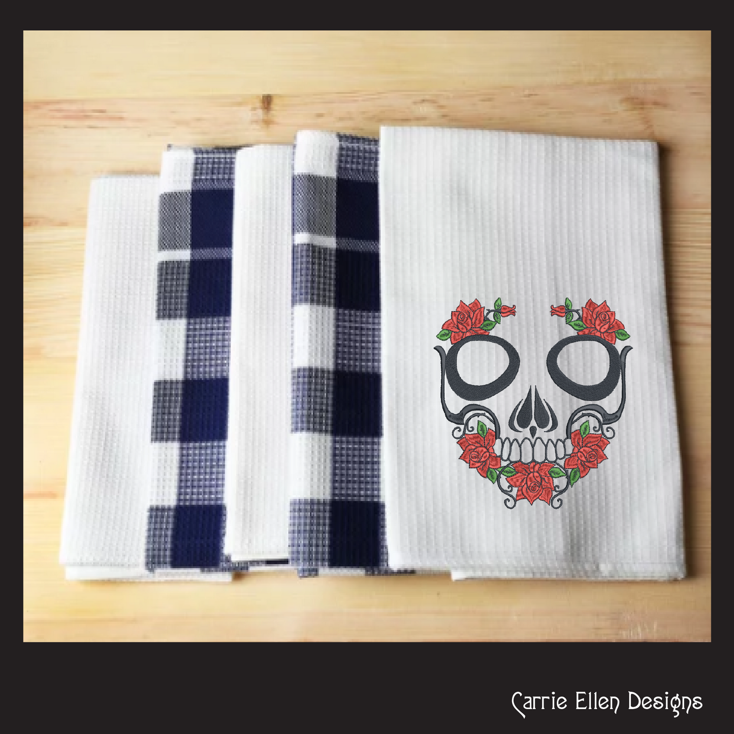 Skull with Roses Machine Embroidery Design | Sugar Skull Day of the Dead Pattern | Dia de Los Muertos Embroidery | 6 Sizes (1041)