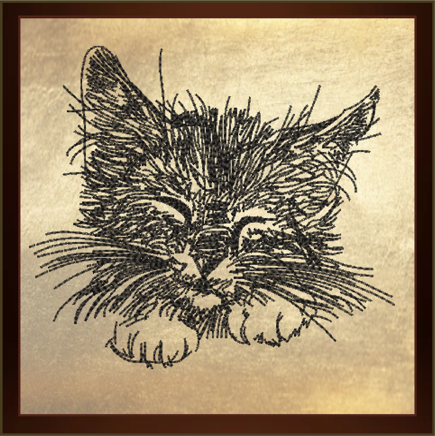 Sleepy Kitten Machine Embroidery Design | Kitten Face Sketch | Pet Cat Embroidery | Cute Animal Design | 6 Sizes (0320)