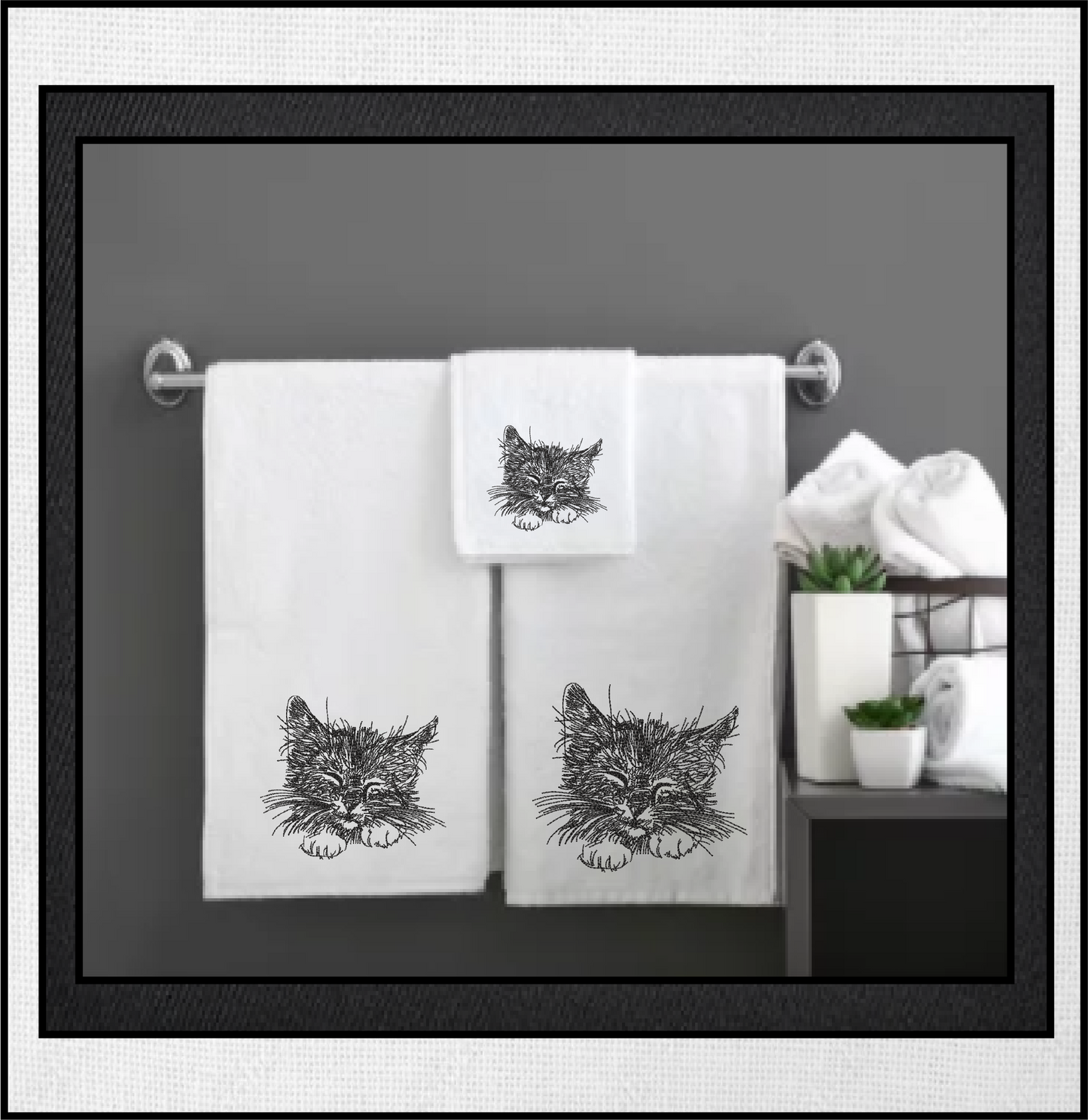Sleepy Kitten Machine Embroidery Design | Kitten Face Sketch | Pet Cat Embroidery | Cute Animal Design | 6 Sizes (0320)