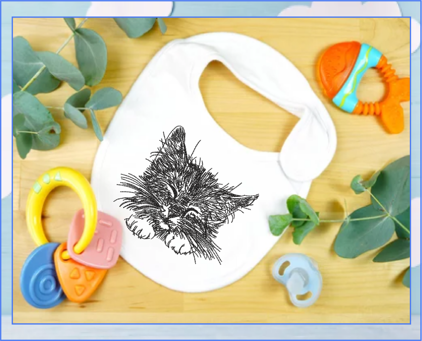 Sleepy Kitten Machine Embroidery Design | Kitten Face Sketch | Pet Cat Embroidery | Cute Animal Design | 6 Sizes (0320)