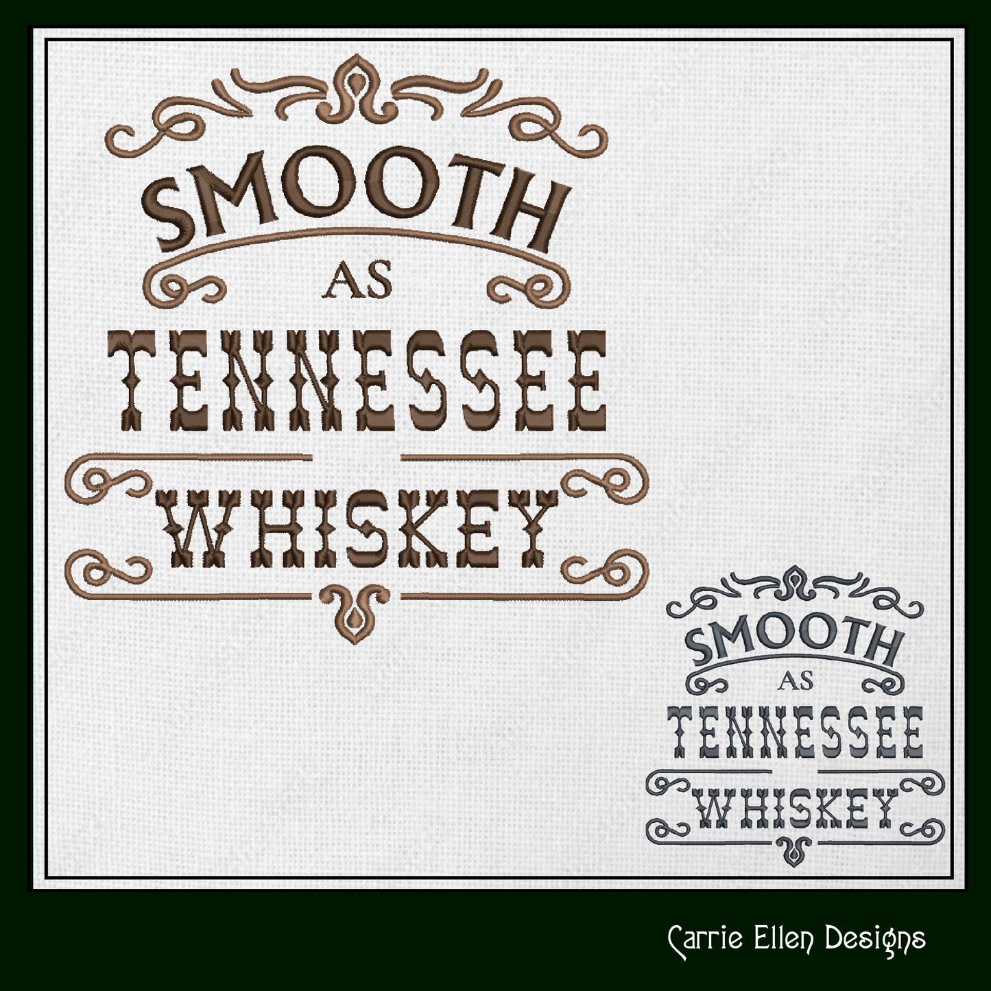Smooth as Tennessee Whiskey Machine Embroidery Design | Classic Country Saying for T-Shirts, Towels & More | 6 Sizes (1722)