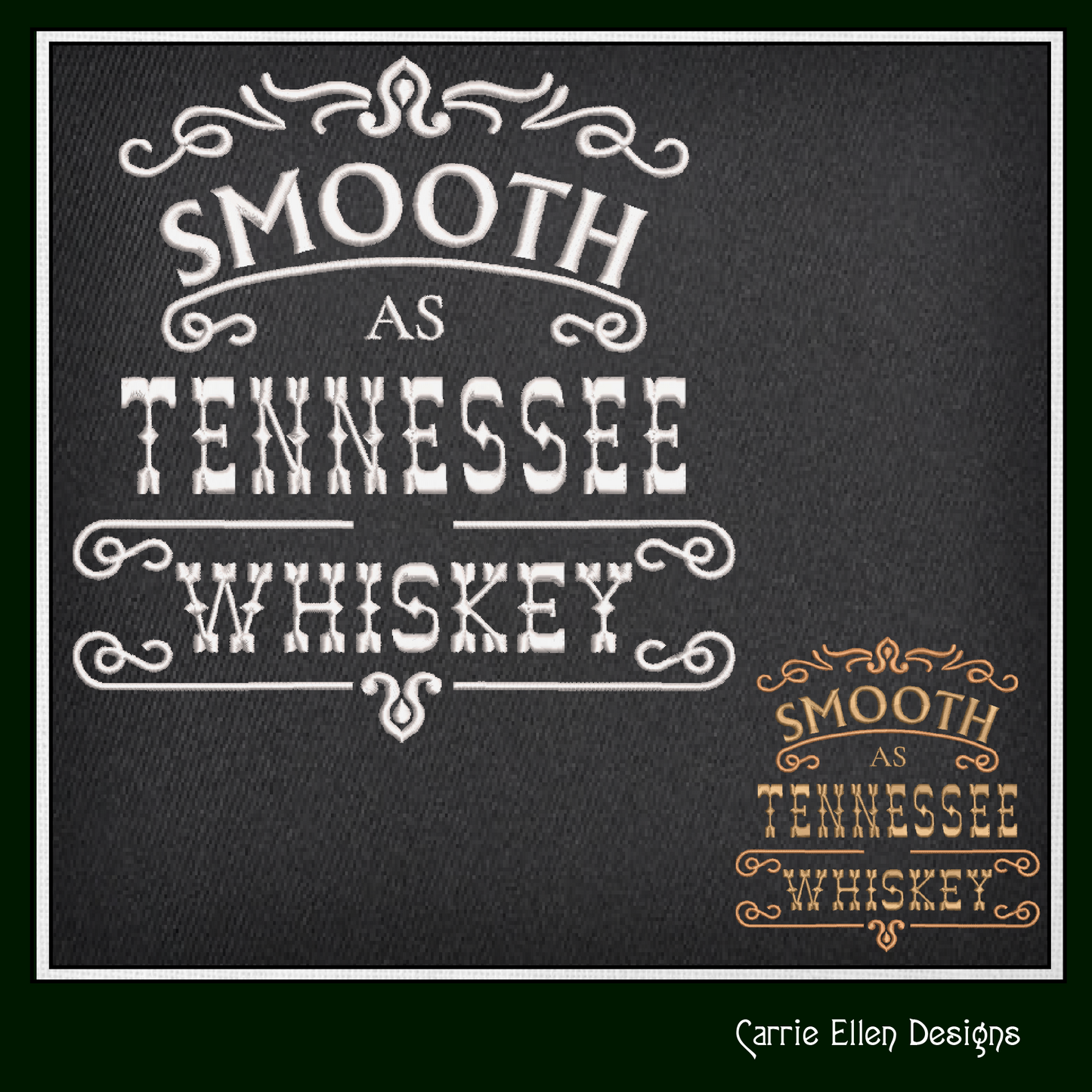 Smooth as Tennessee Whiskey Machine Embroidery Design | Classic Country Saying for T-Shirts, Towels & More | 6 Sizes (1722)