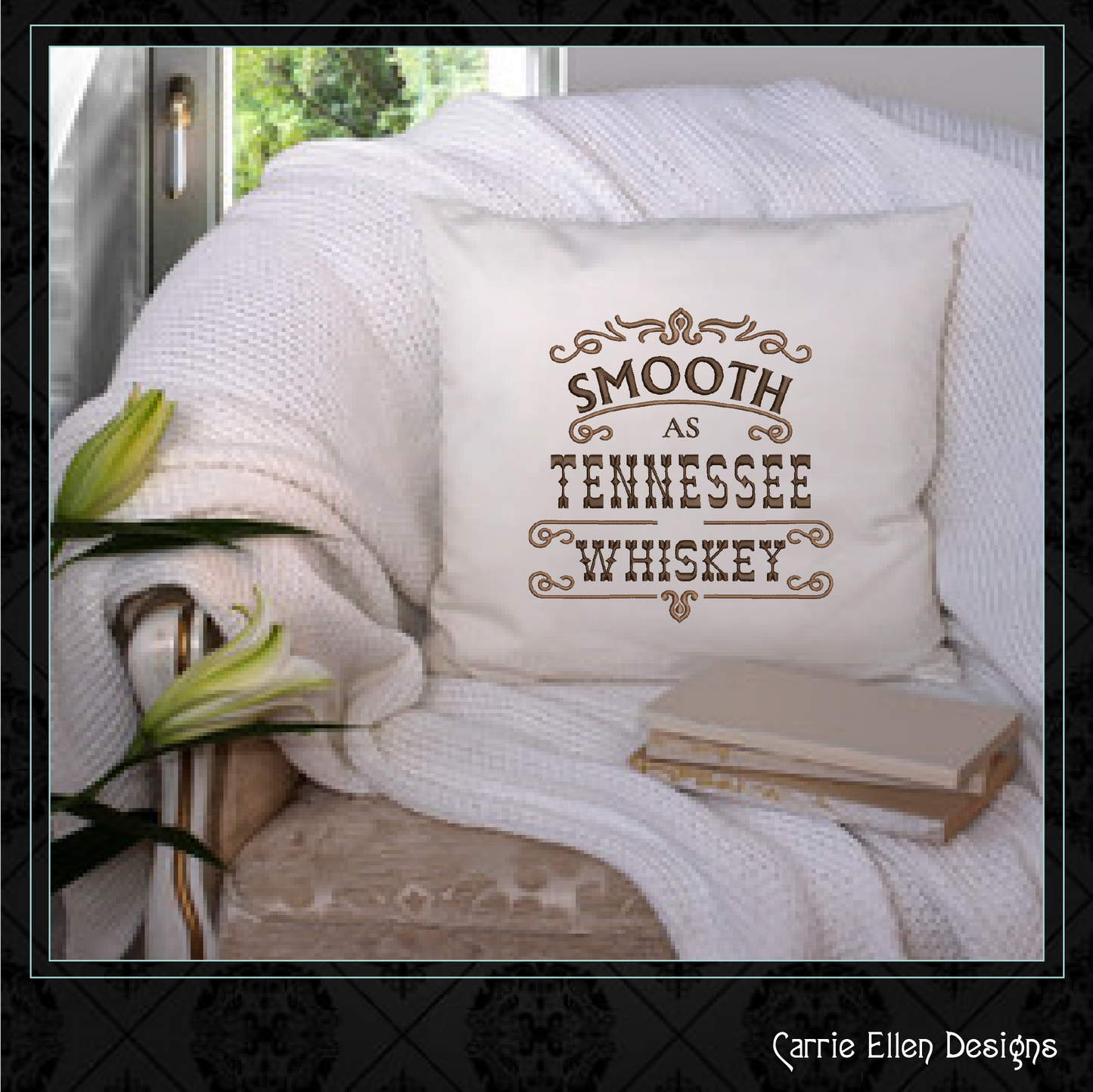 Smooth as Tennessee Whiskey Machine Embroidery Design | Classic Country Saying for T-Shirts, Towels & More | 6 Sizes (1722)