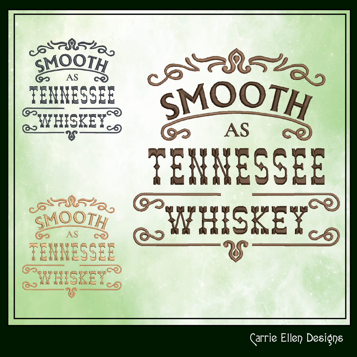 Smooth as Tennessee Whiskey Machine Embroidery Design | Classic Country Saying for T-Shirts, Towels & More | 6 Sizes (1722)