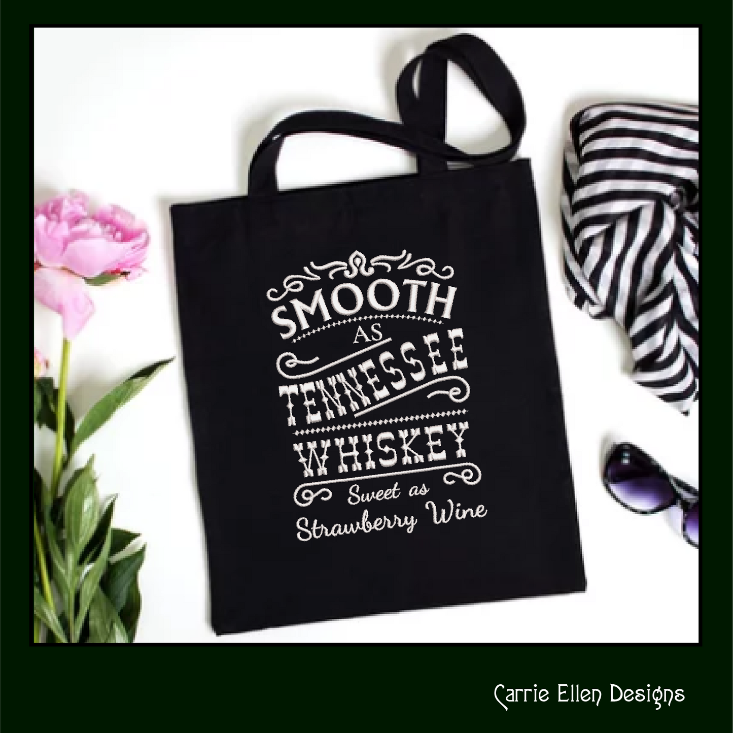 Smooth as Tennessee Whiskey, Sweet as Strawberry Wine Machine Embroidery Design | Country Lyric Quote, 6 Sizes (1721)