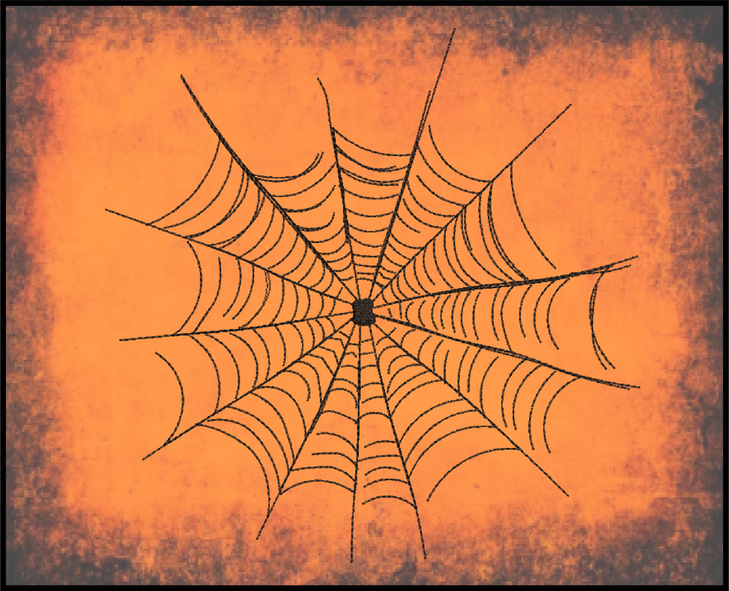 Spider Web Machine Embroidery Design – Line Art Halloween Web Embroidery, 8 Sizes (2402)