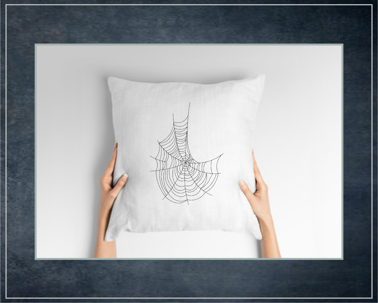 Spider Web Machine Embroidery Design – Line Art Halloween Web Embroidery, 8 Sizes (2403)