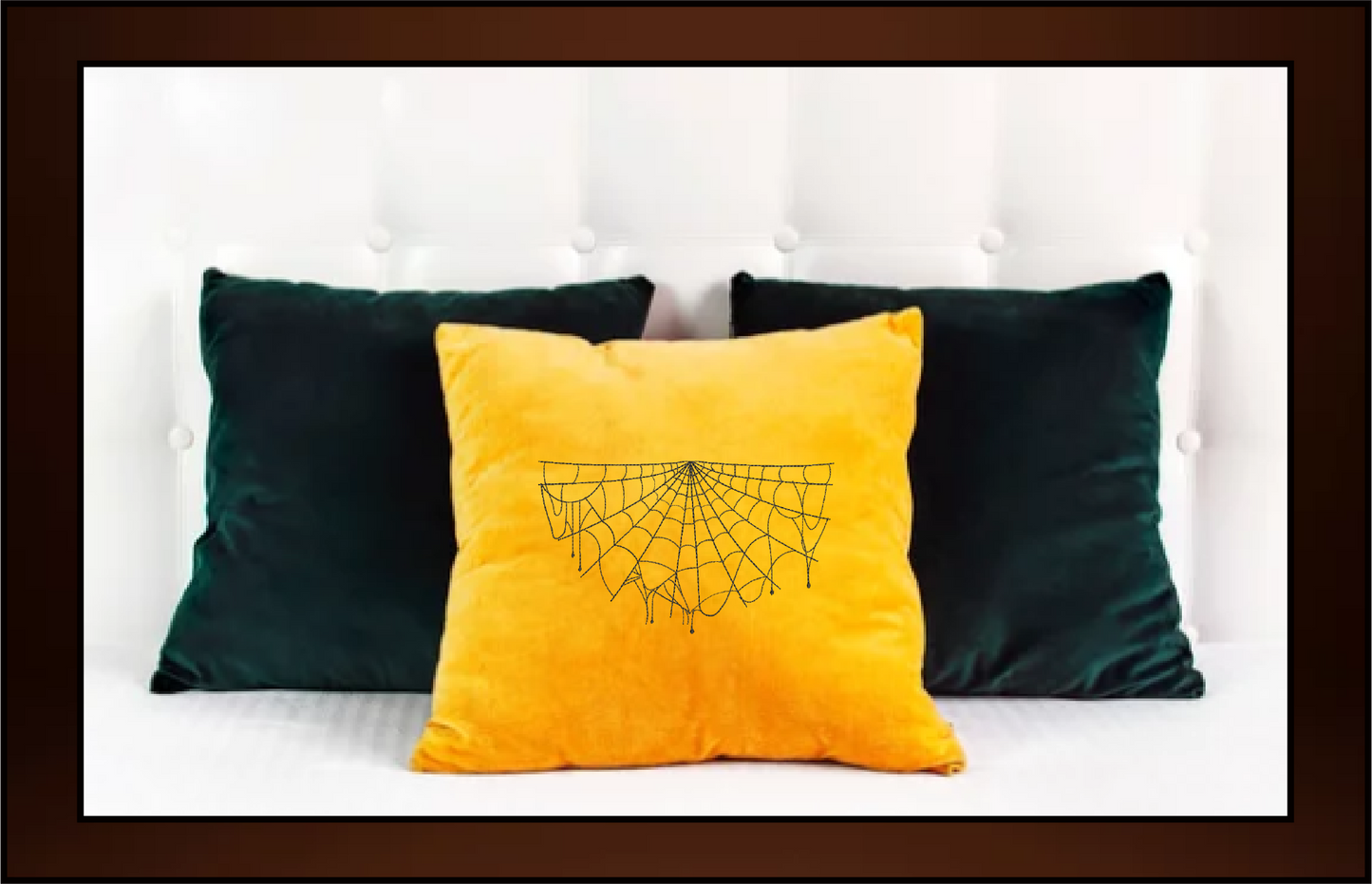 Spider Web Machine Embroidery Design – Line Art Halloween Web Embroidery, 8 Sizes (2404)