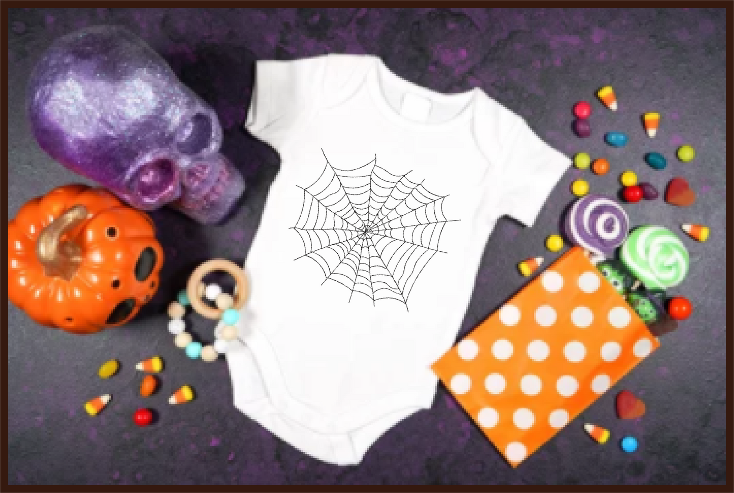 Spider Web Machine Embroidery Design – Line Art Halloween Web Embroidery, 8 Sizes (2405)