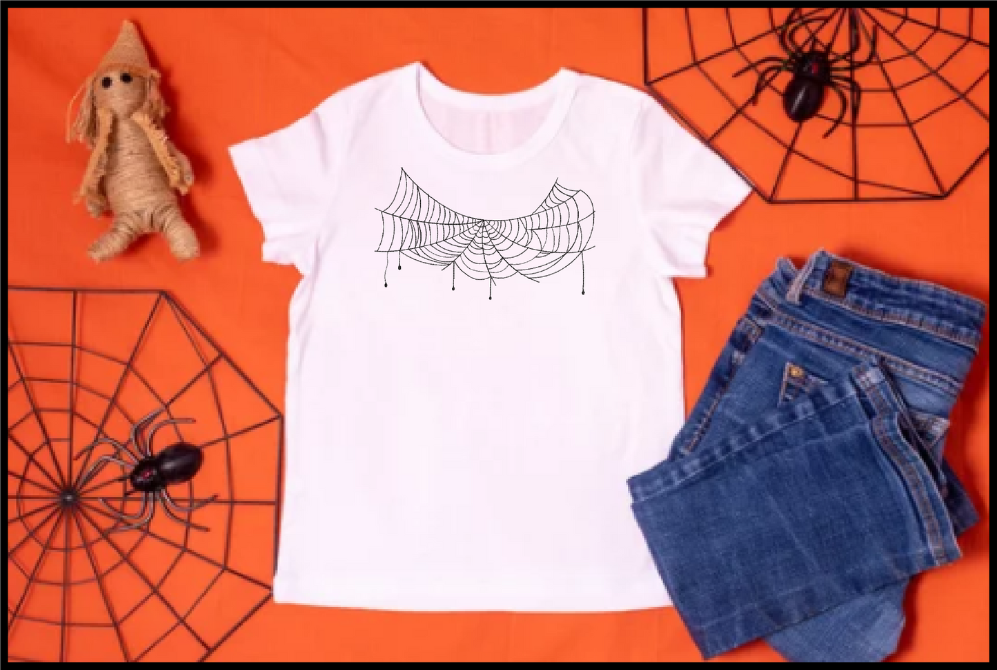 Spider Web Machine Embroidery Design – Line Art Halloween Web Embroidery, 8 Sizes (2406)