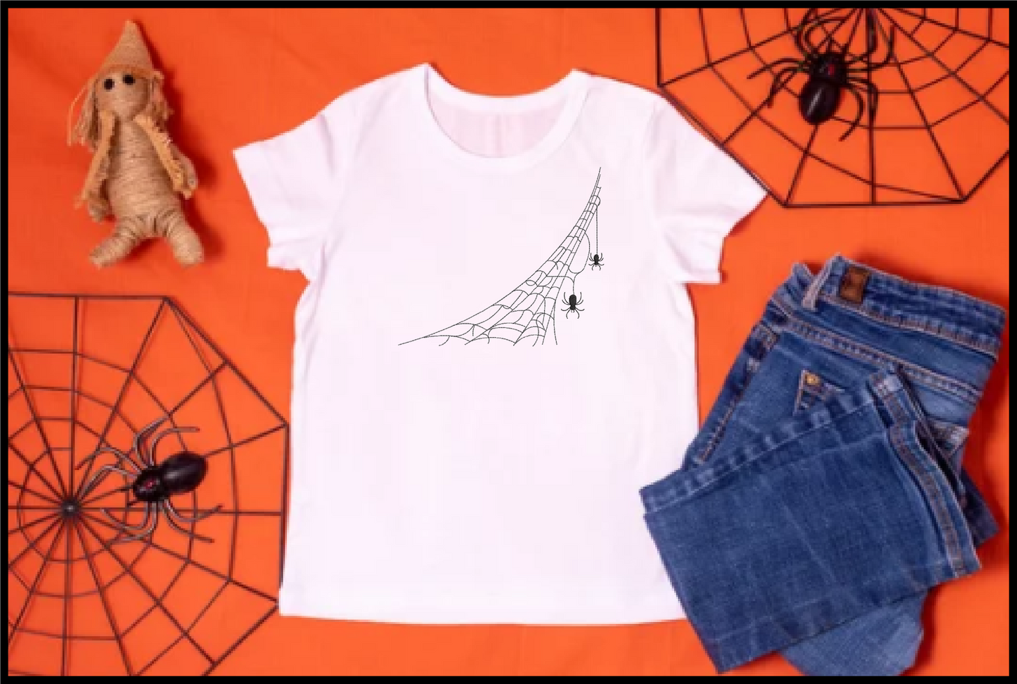 Spider in Web Machine Embroidery Design | Halloween Spider and Spiderweb Design | Black Spider Embroidery | 8 Sizes (0868)