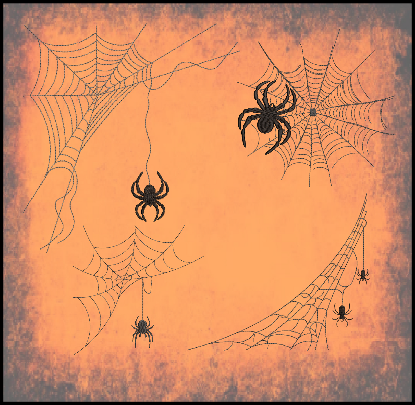 Spider in Web Machine Embroidery Design Bundle | Halloween Spiderweb Embroidery | 4 Designs, 8 Sizes each design (0723)