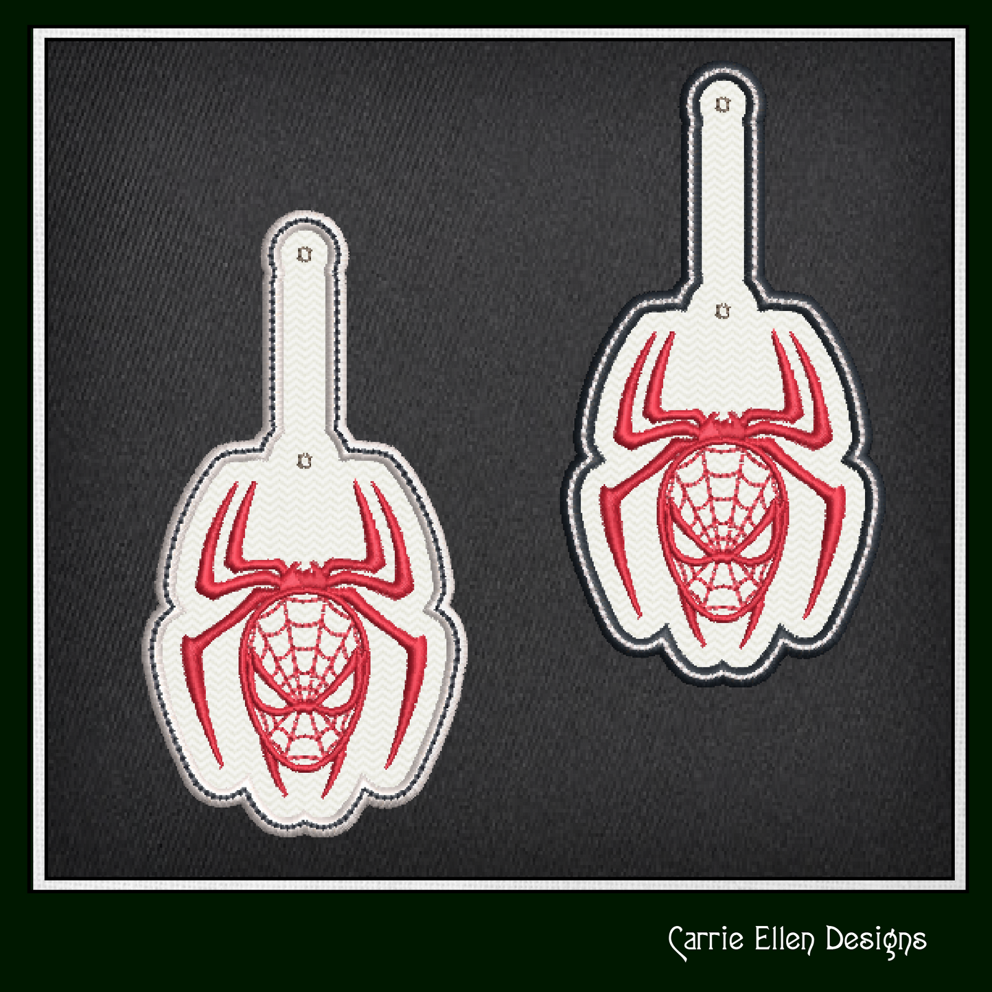 Spiderman Logo Key Fob Machine Embroidery Design | Spiderman Key Tag Machine Embroidery Project (1774)