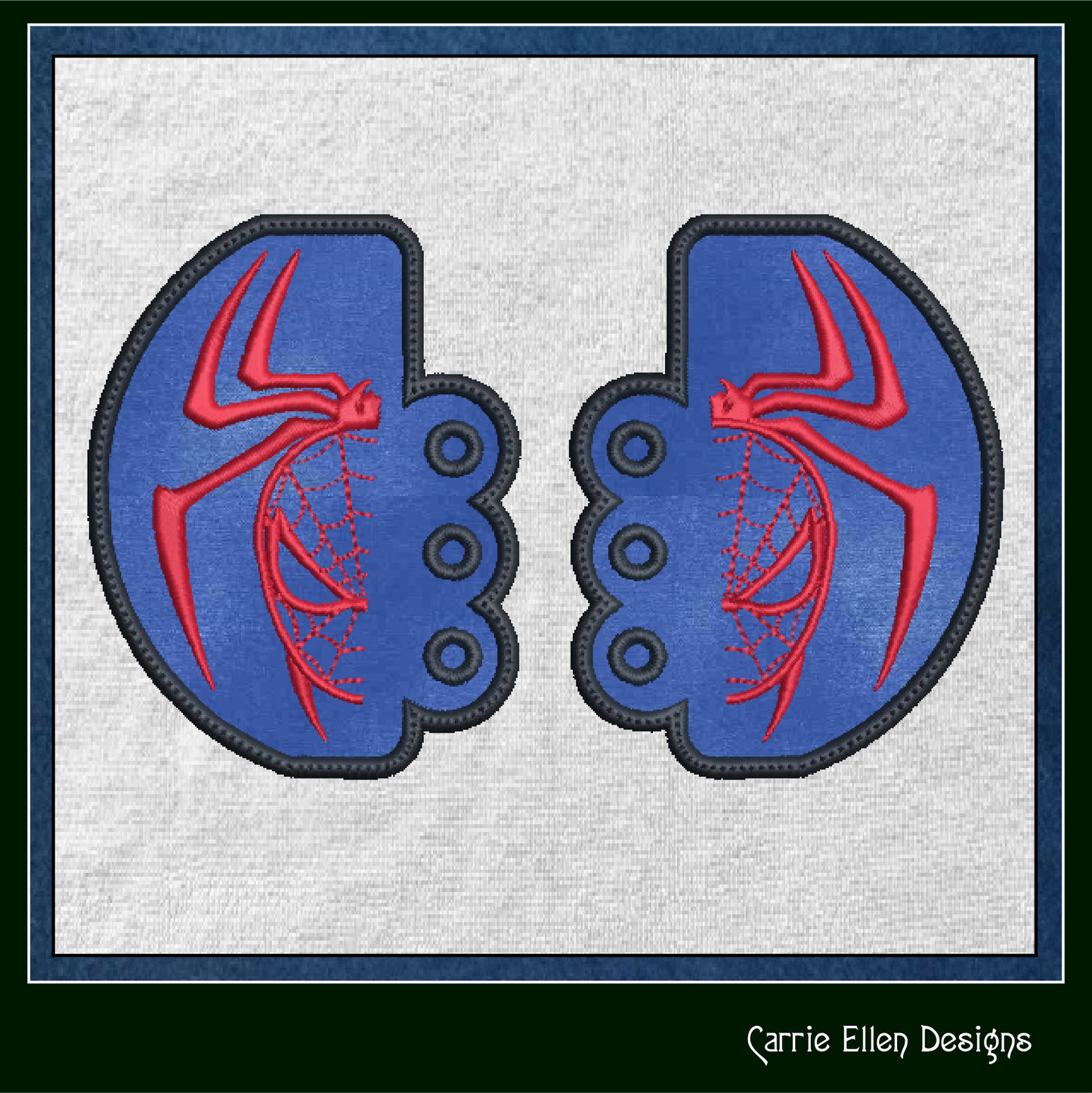 Spiderman Inspired Shoe Wing ITH Embroidery Design – In The Hoop Superhero Shoelace Charms for Shoes and Boots, 4x4 and 5x7 Hoop (1260)