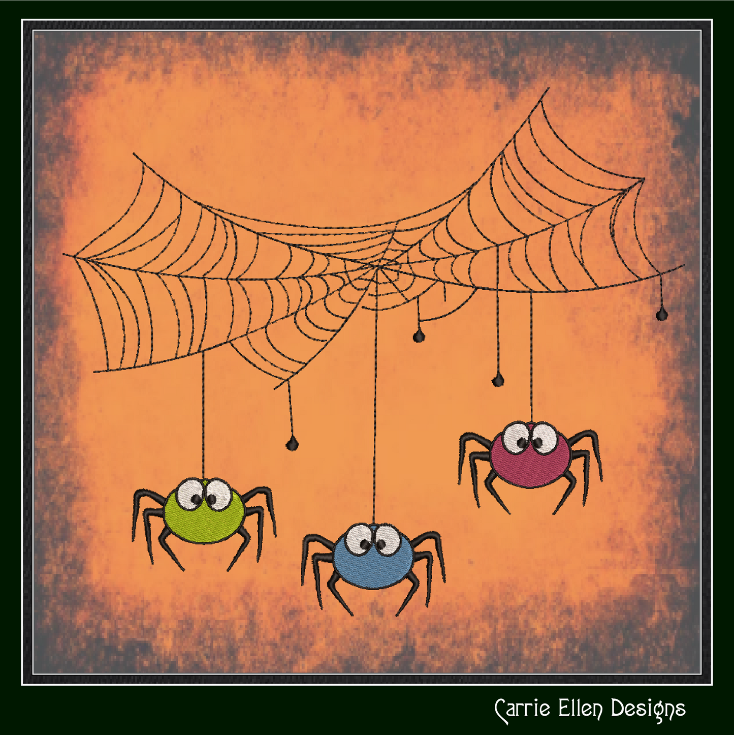 Colorful Spider Machine Embroidery Design | Spider Web | Cute Halloween Spider Embroidery | 8 Sizes (0719)