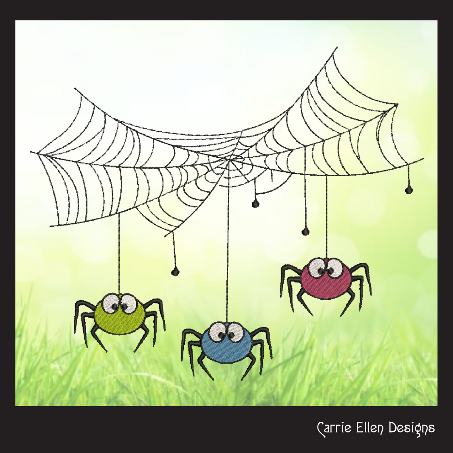 Colorful Spider Machine Embroidery Design | Spider Web | Cute Halloween Spider Embroidery | 8 Sizes (0719)