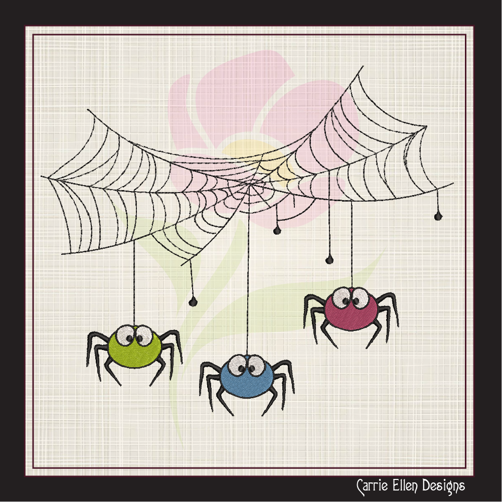 Colorful Spider Machine Embroidery Design | Spider Web | Cute Halloween Spider Embroidery | 8 Sizes (0719)