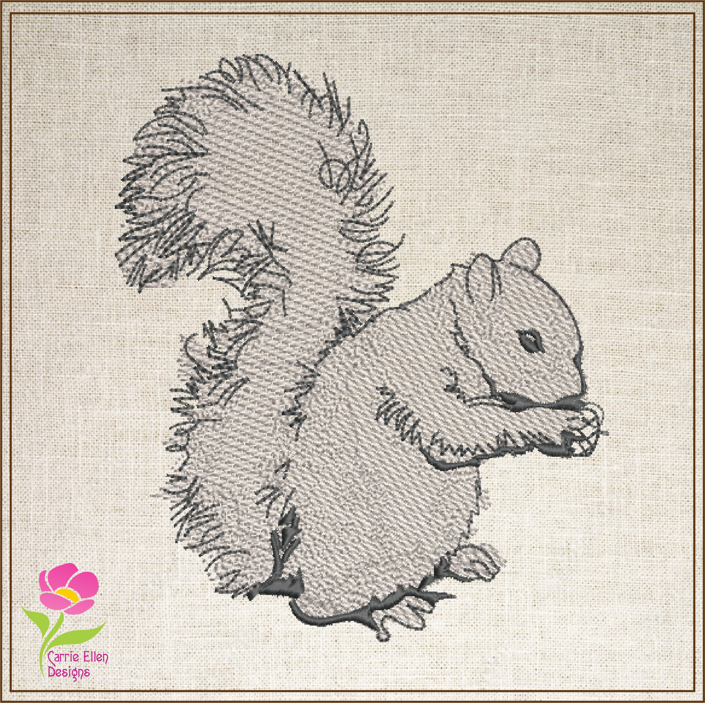 Squirrel Machine Embroidery Design | Woodland Wildlife Animal Sketch, 6 Sizes (0417)