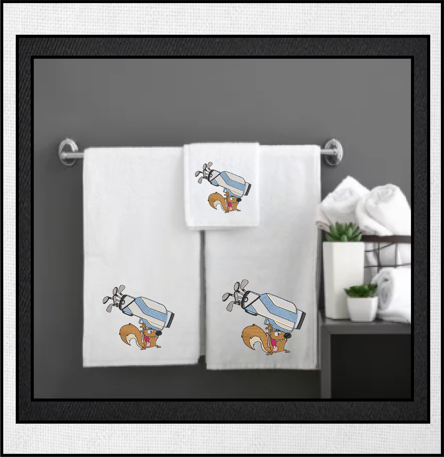Squirrel Running with Golf Bag Embroidery Design – Cartoon Animal Golfer, Sporty Fun Stitch, 6 Sizes (2017)
